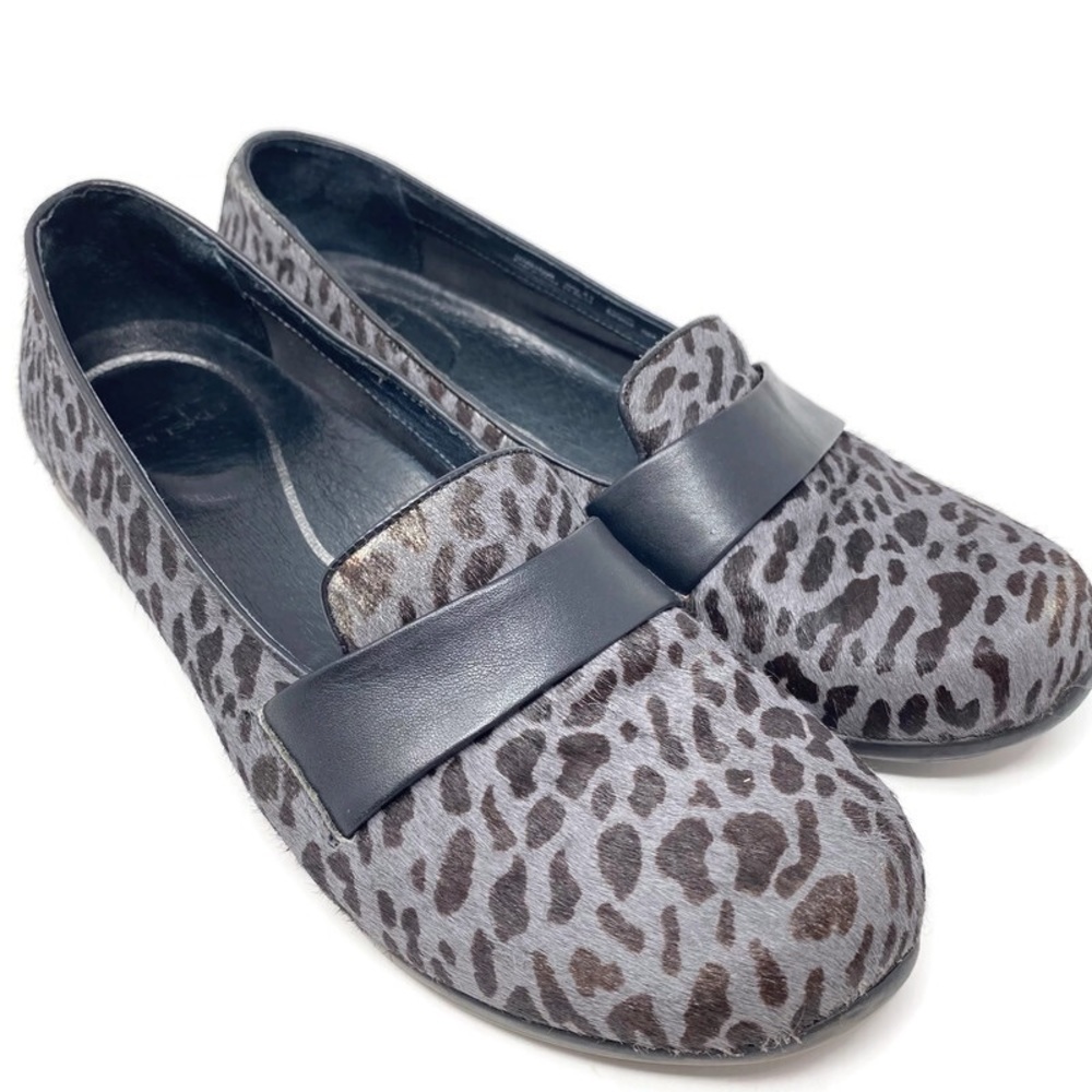 Dansko Oksana Clogs Grey Cheetah Leopard Calf Hair Leather Womens Size 41 EU 9.5